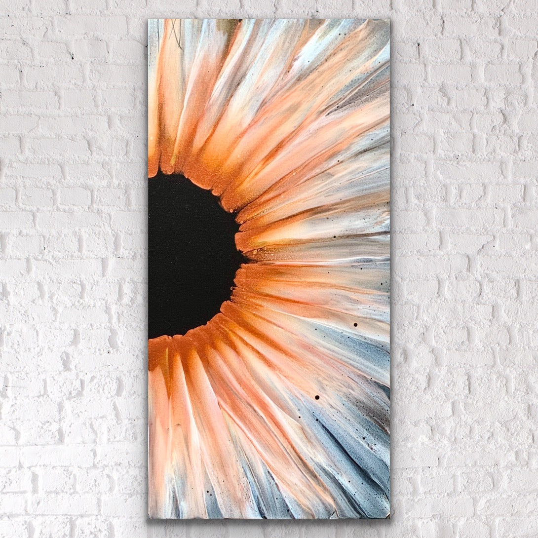 sunflower swipe, fluid art, stunning sunflower, inspired paintings, beginners, acrylic pour, acrylic, painting, tips and techniques, art, course, canvas, blooming, perfecting, painting